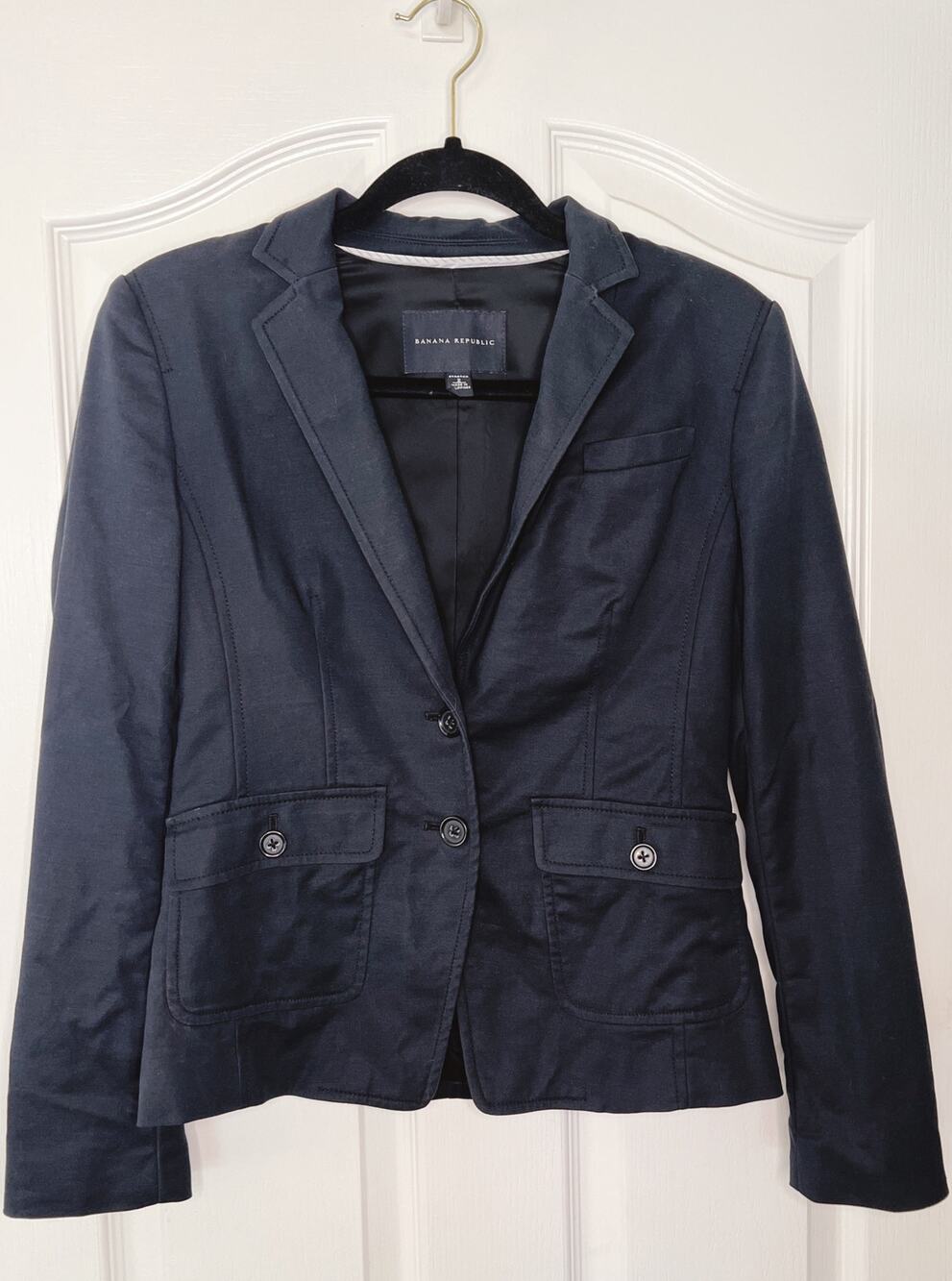Banana Republic Double-Stitched Fully Lined Women's Button-Up Blazer – Black